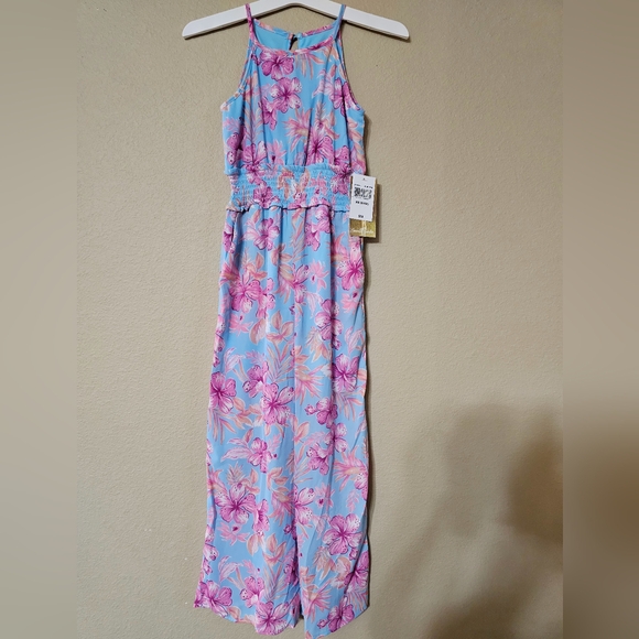 Emerald Sundae Floral Jumpsuit - Blue and Pink - Picture 1 of 5